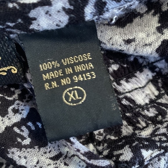 Sara Studio Viscose XL Peasant Blouse Bohemian Style Black and White In EUC - Picture 6 of 8